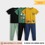 3 Pack Half Sleeves Unisex T-Shirt & Joggers Set | Traveller, Korea, Road Trip