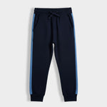 Cotton Joggers | Colour Block Blue