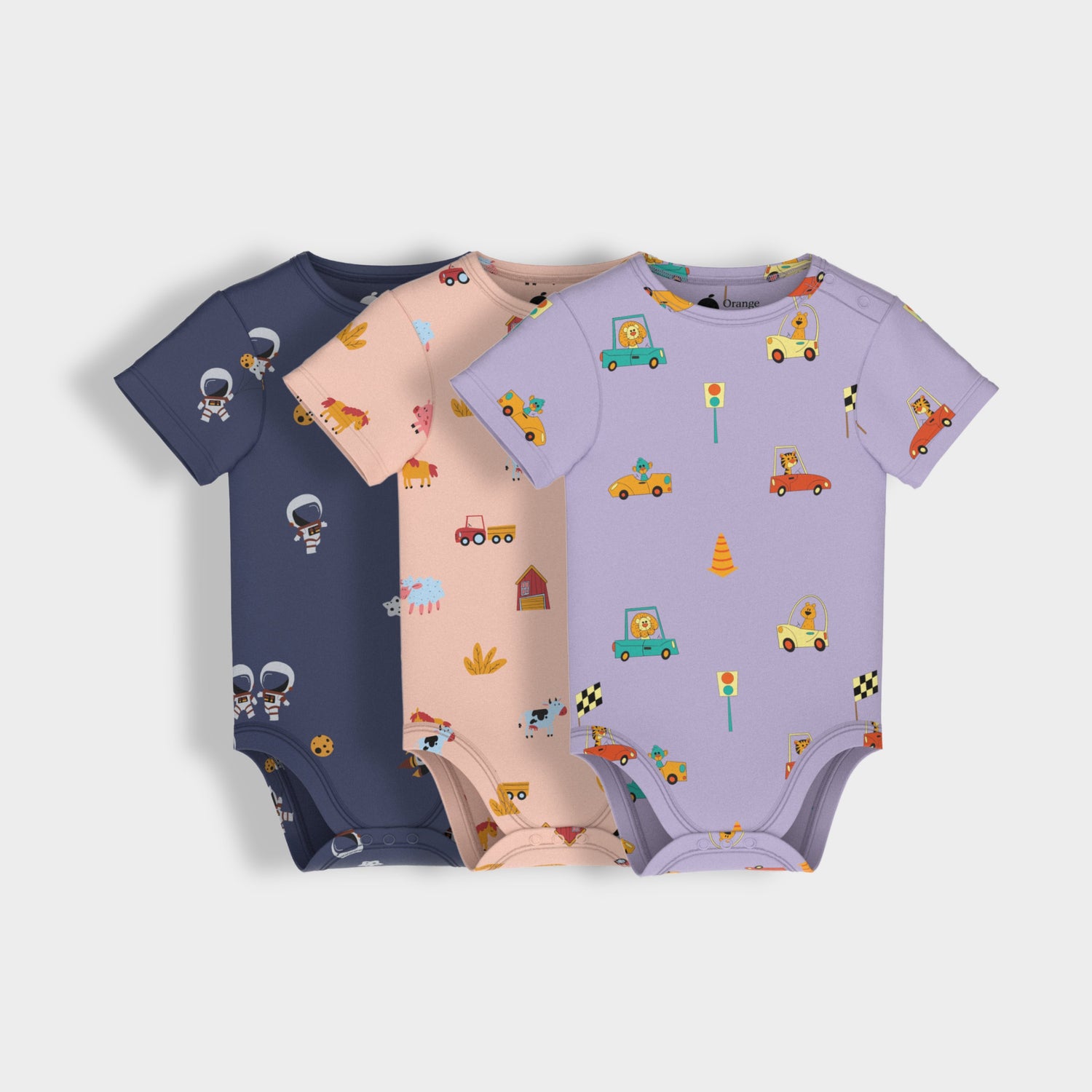 3 Pcs Half Sleeves Bodysuit | Space, Farm, Cars