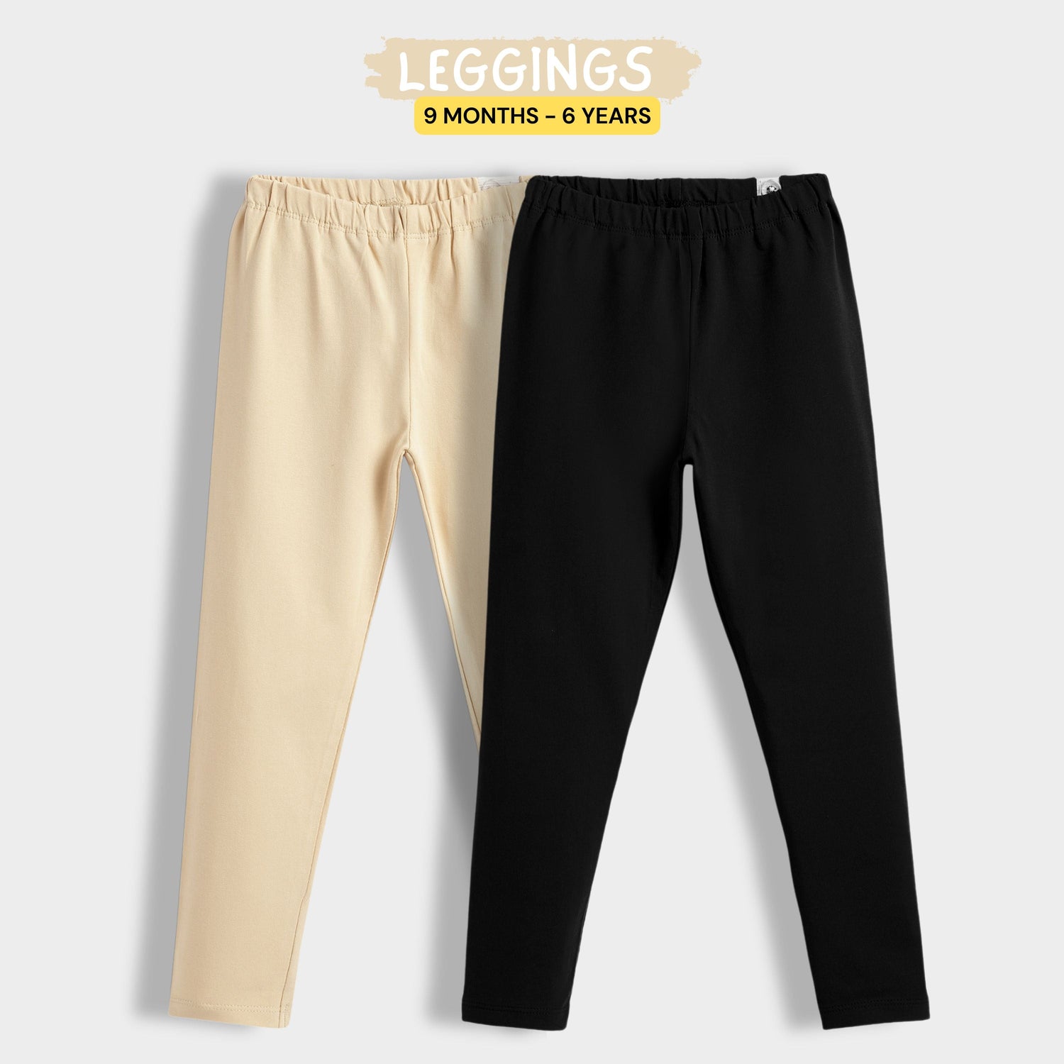 2 Pcs Leggings | Beige, Black