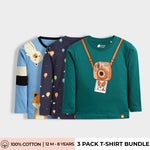 3 Pack Full Sleeves Unisex T-Shirts | Peek A Boo, Balloon, Camera