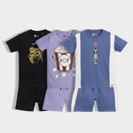 3 Pack T-Shirt & Shorts Unisex Co-ord Set | Fearless Lion, Popcorn, Goal Time
