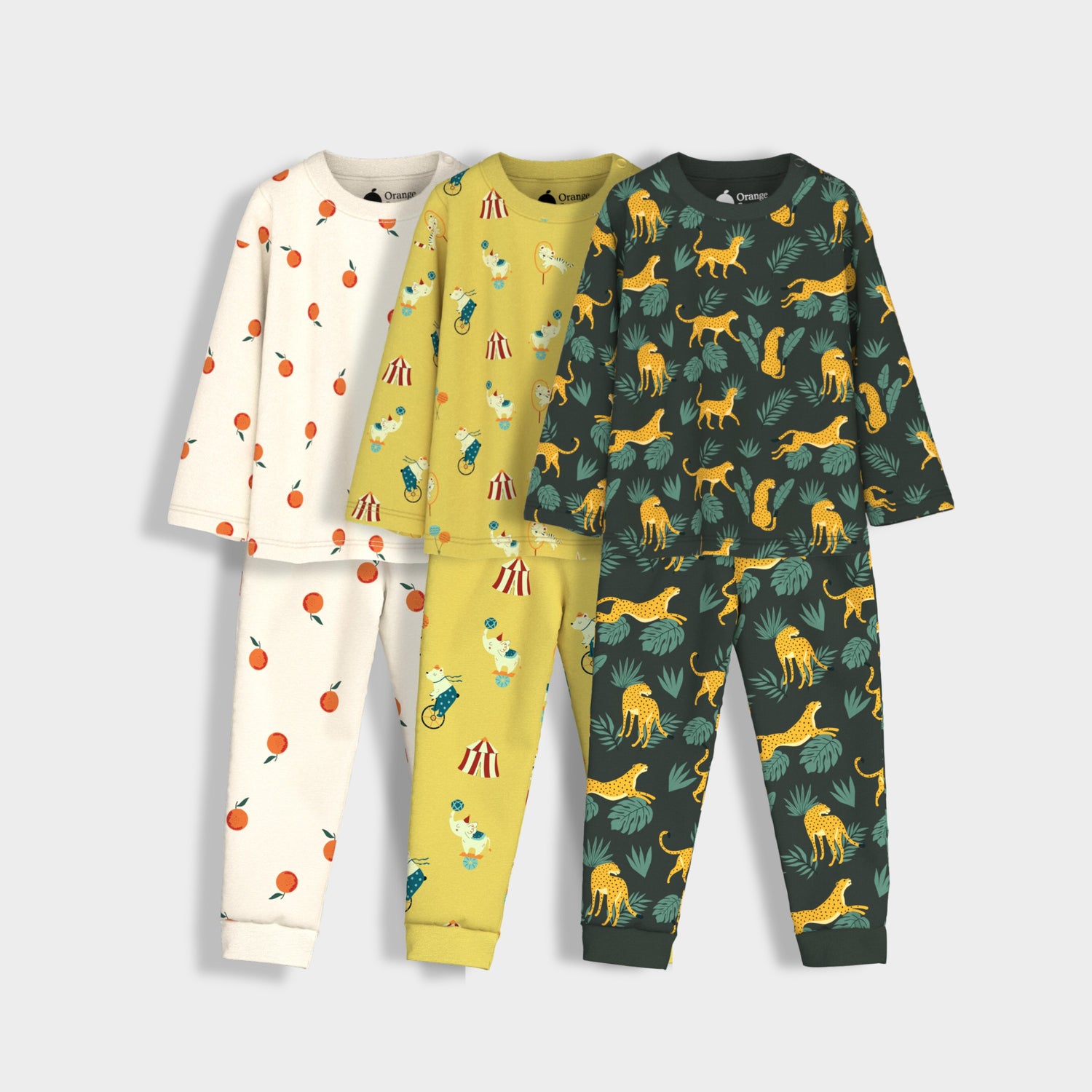 3 Pack Full Sleeves Unisex Co-ord Set | Oranges, Cheetah & Circus