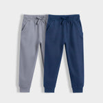2 Pcs Cotton Joggers | Grey, Blue