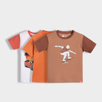 3 Pack Half Sleeves Unisex T-Shirts | Car Ride, Orange, Ride And Roll