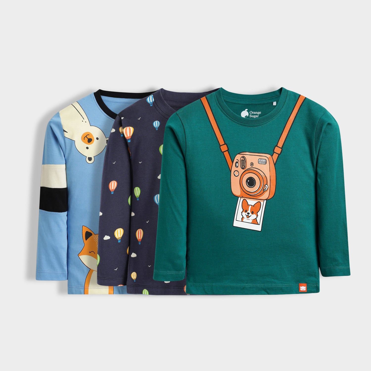 3 Pack Full Sleeves Unisex T-Shirts | Peek A Boo, Balloon, Camera