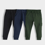 3 Pcs Interlock Joggers | Black, Royal Blue, Dark Olive