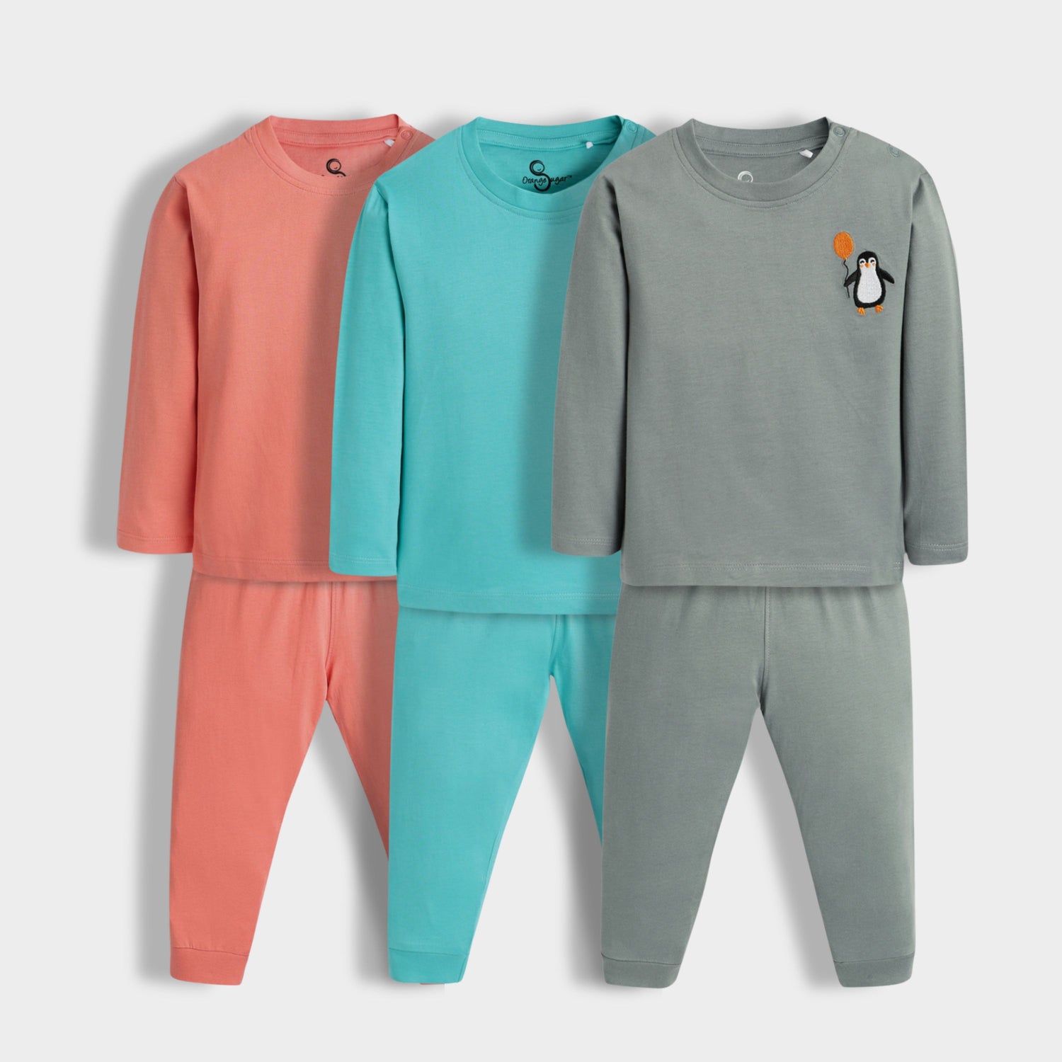 3 Pack Full Sleeves Unisex Co-ord Set | Giraffe, Aqua Orange & Penguin Float