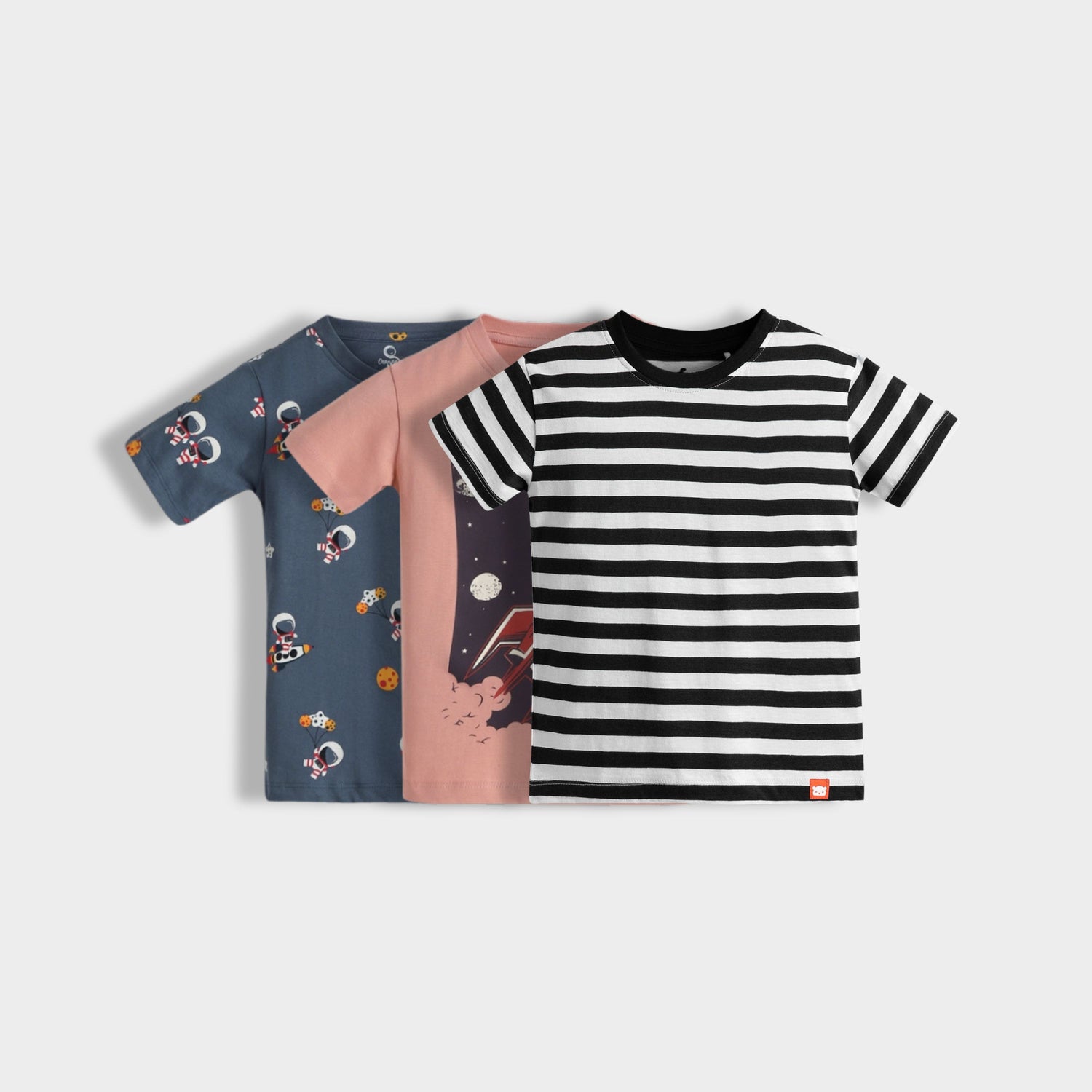 3 Pack Half Sleeves Unisex T-Shirts | Space, Rocket, Black Stripes