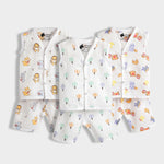 3 Pack Muslin Jhabla Co-ord Set | Jungle Jingles, Balloon Ride, Breakfast