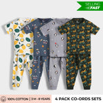 4 Pack Half Sleeves Unisex Co-ord Set | Space, Lemon, Penguin & Cheetah