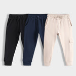 3 Pcs Interlock Joggers | Black, Blue, Beige
