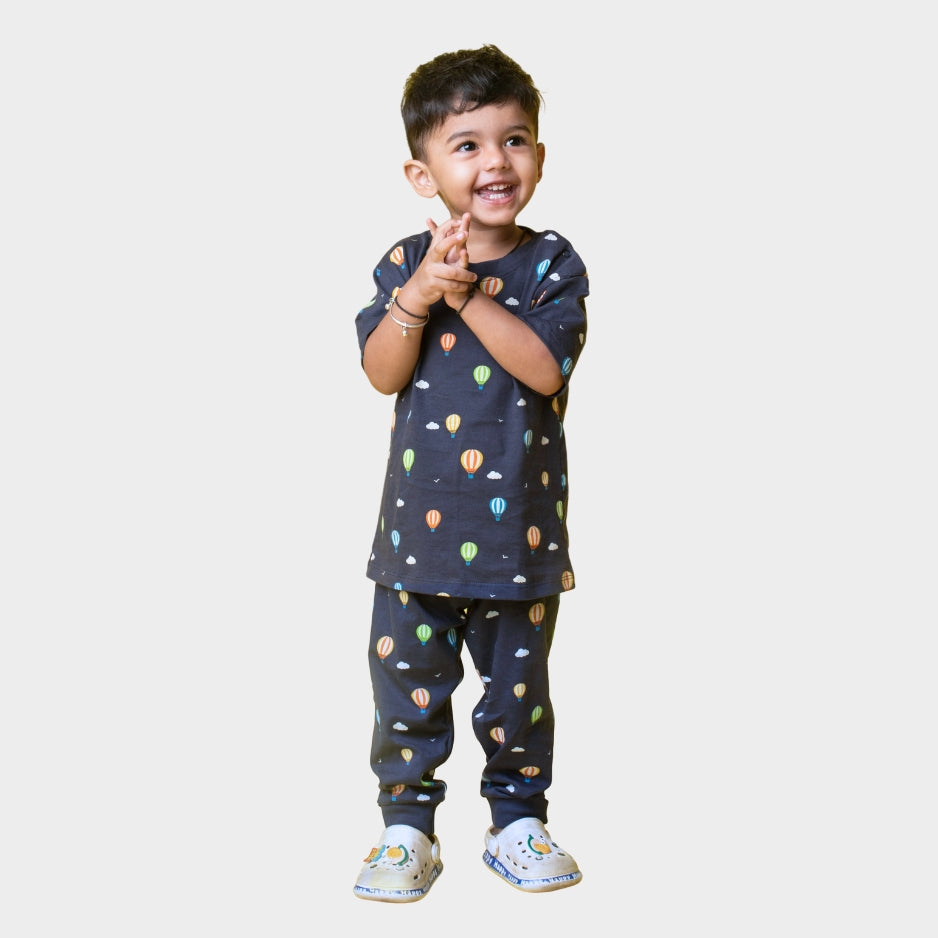 Half Sleeves Unisex Co-ord Set | Hot Air Balloon