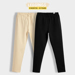 2 Pcs Leggings | Beige, Black