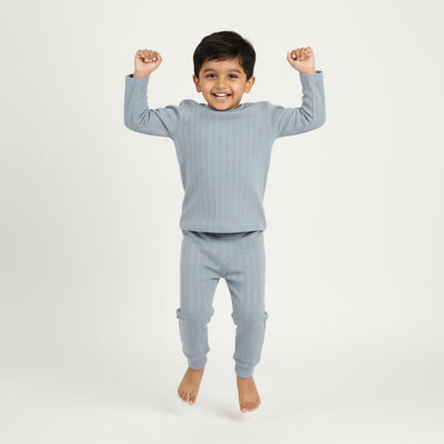 Full Sleeves Unisex Co-ord Set | Pointelle Grey