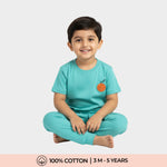 Half Sleeves Unisex Co-ord Set | Aqua Orange