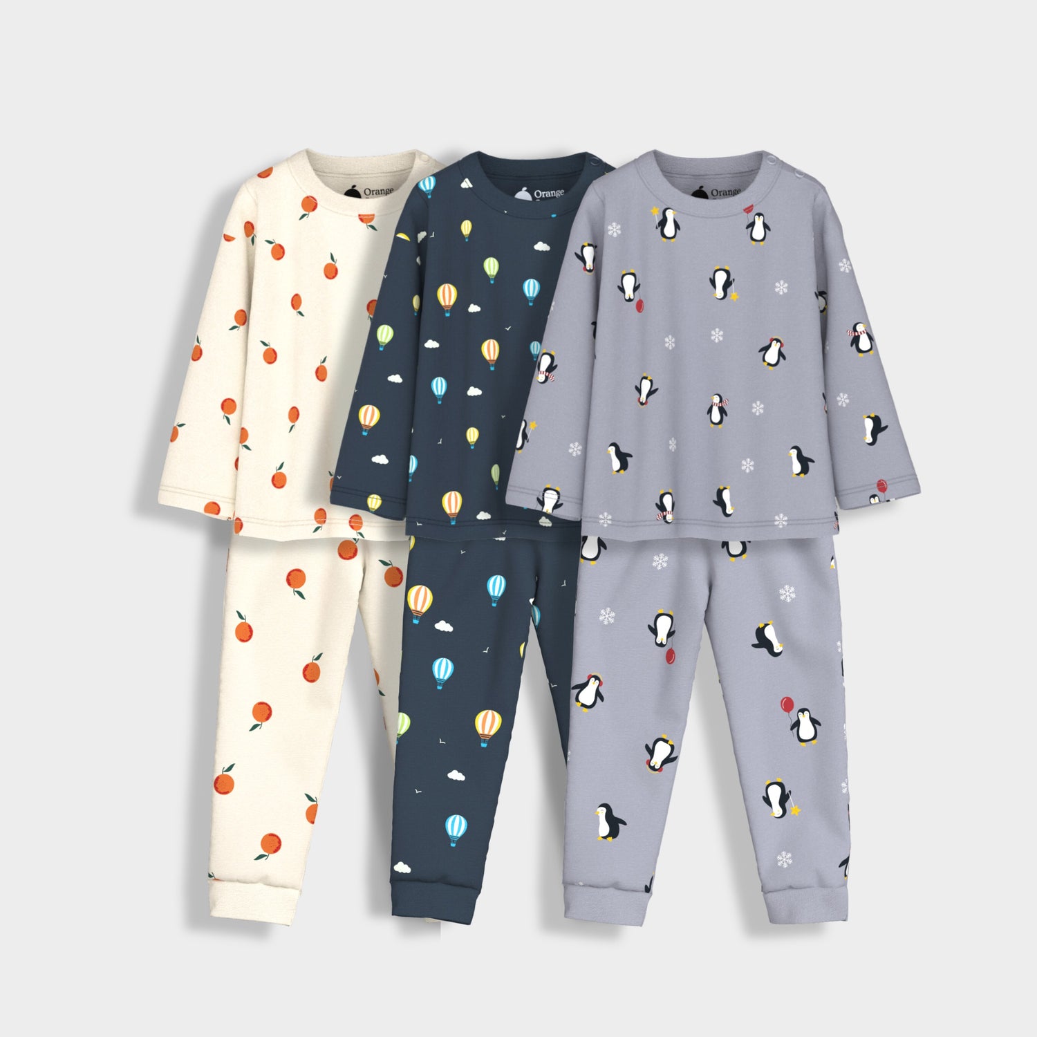 3 Pack Full Sleeves Unisex Co-ord Set | Oranges, Penguin & Hot Air