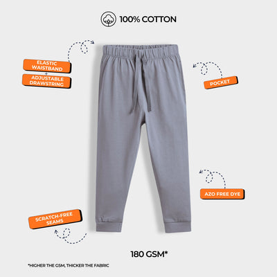 2 Pcs Cotton Joggers | Grey, Blue