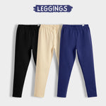 3 Pcs Leggings | Beige, Black, Royal Blue
