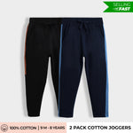 2 Pcs Cotton Colour Block Joggers | Colour Block Black & Blue