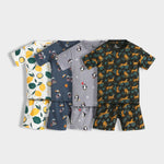 4 Pack T-Shirt & Shorts Unisex Co-ord Set | Space, Lemon, Penguin & Cheetah
