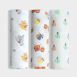 3 Pack Muslin Swaddle | Jungle Jingles, Balloon Ride, Breakfast