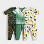 3 Pack Half Sleeves Unisex Co-ord Set | Cheetah, Green Stripes, Lemon