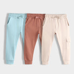 3 Pcs Interlock Joggers | Scam Blue, Honey Brown, Beige