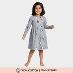 Long Sleeves Printed Dress | Party Penguin