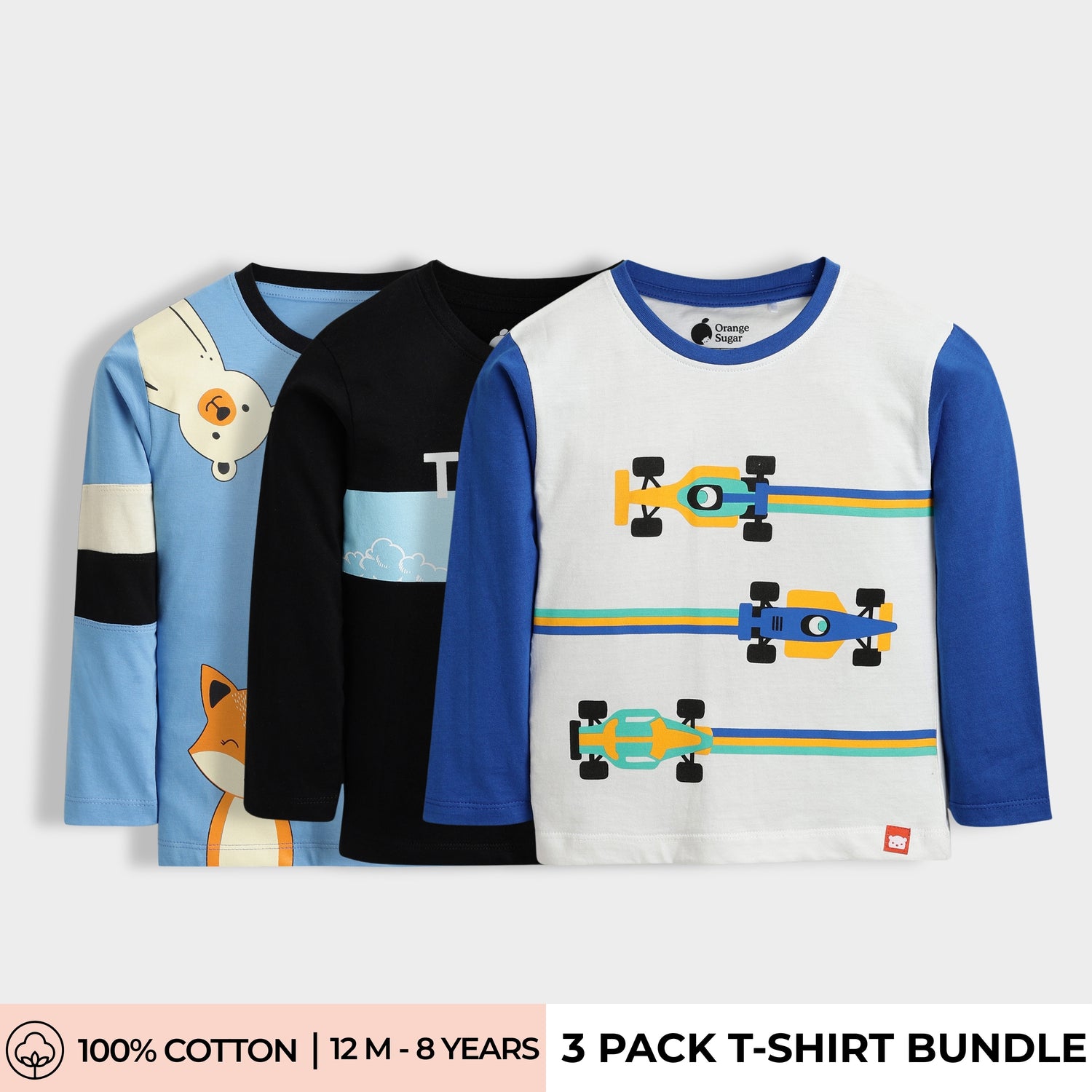 3 Pack Full Sleeves Unisex T-Shirts | Peek A Boo, Teddy, Racing