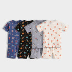 4 Pack T-Shirt & Shorts Unisex Co-ord Set | Carnival, Little Comet, Party Penguin, Orange Heaven