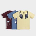 3 Pack Half Sleeves Unisex T-Shirts | Firefly Magic, Rockstar, Music Buddy