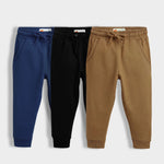 3 Pcs Winter Fleece Joggers | Diesel Blue, Black, Brown