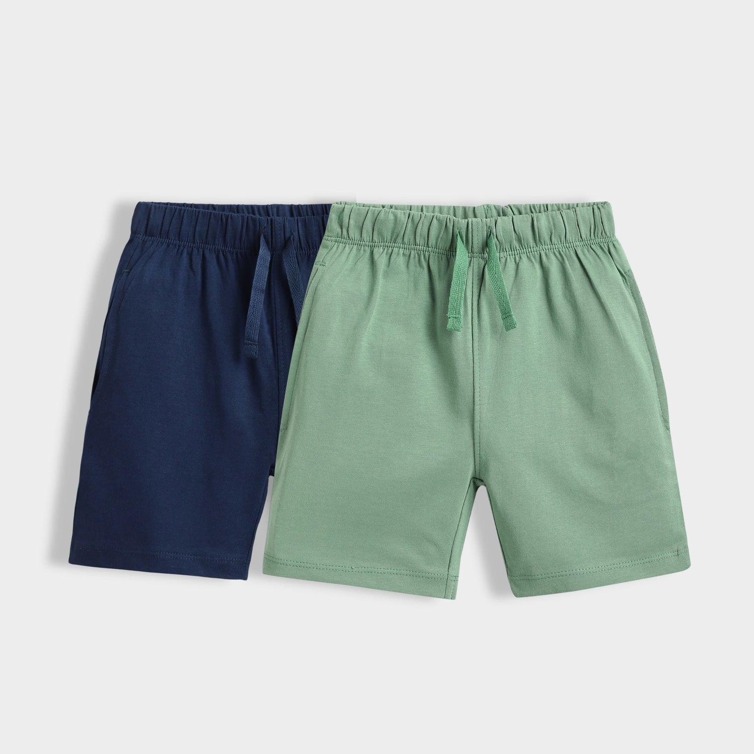 2 Pcs Cotton Shorts | Blue, Green