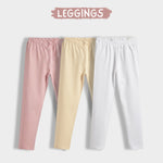 3 Pcs Leggings | Rose Pink, Beige, White