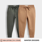 2 Pcs Winter Joggers | Green, Brown
