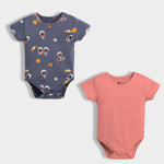 2 Pcs Half Sleeves Bodysuit | Space, Orange