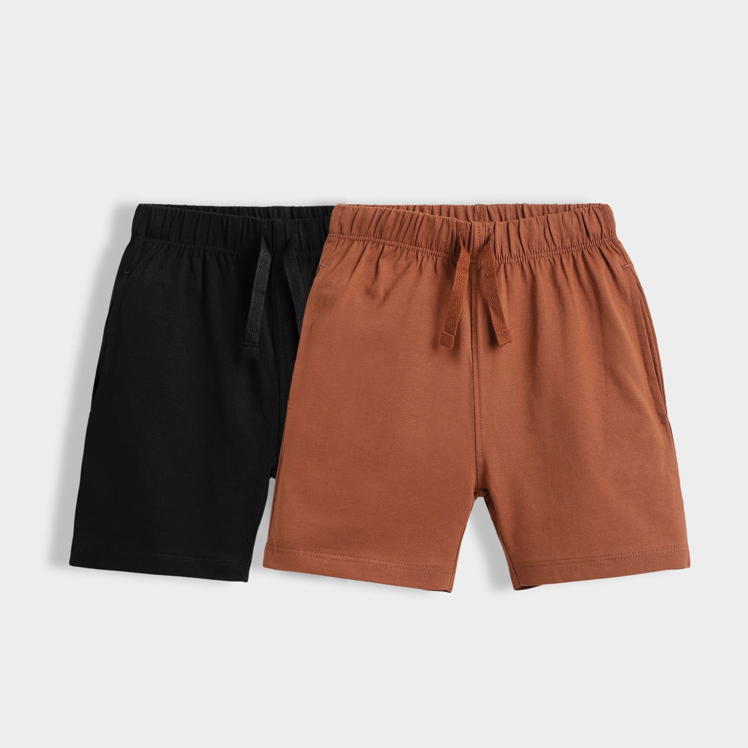 2 Pcs Cotton Shorts | Black, Brown