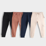 4 Pcs Interlock Joggers | Black, Honey Brown, Blue, Beige