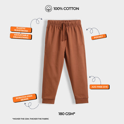 2 Pcs Cotton Joggers | Brown, Blue
