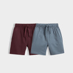 2 Pcs Cotton Shorts | Wine, Air Force Blue