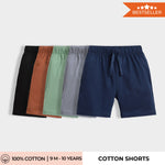 5 Pcs Cotton Shorts | Blue, Black, Grey, Brown, Green