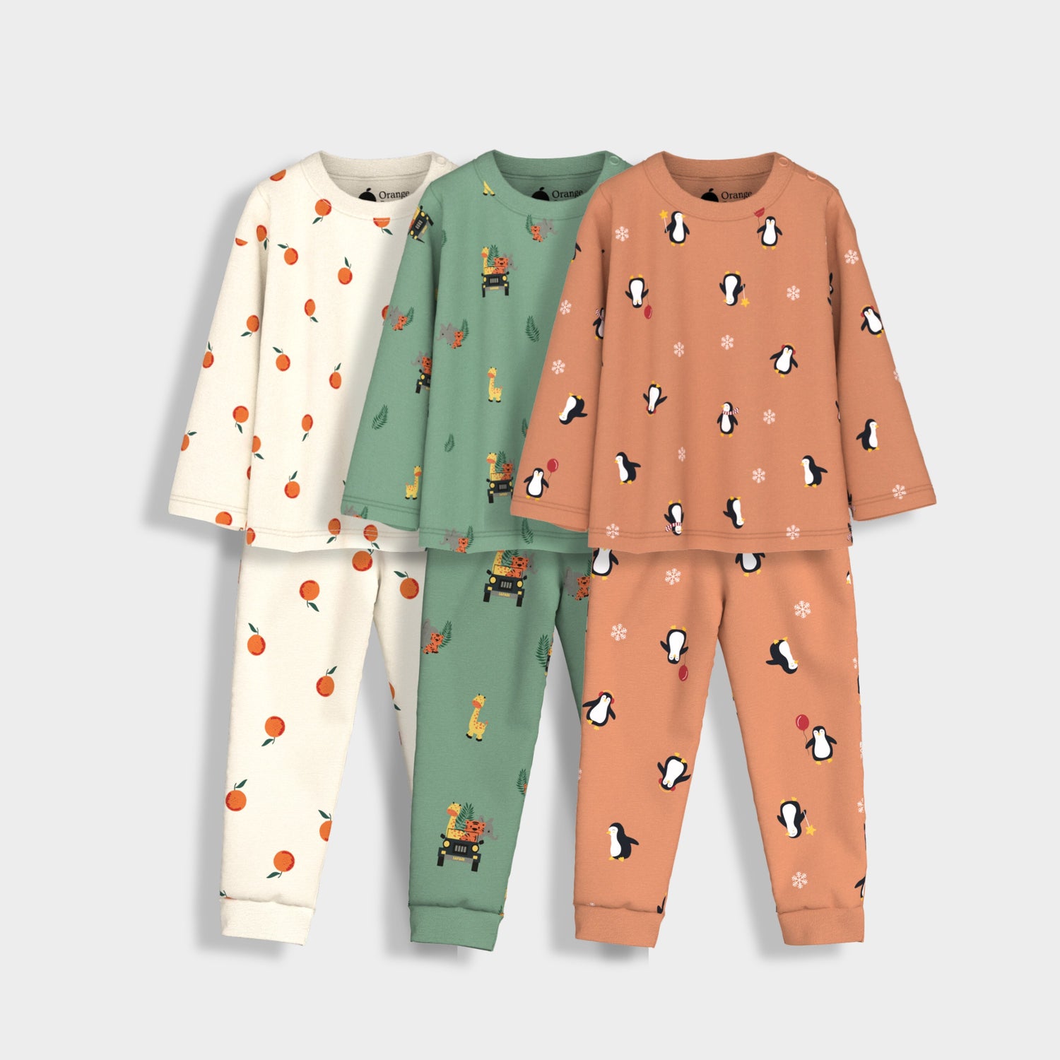 3 Pack Full Sleeves Unisex Co-ord Set | Jungle, Oranges & Penguin Chill
