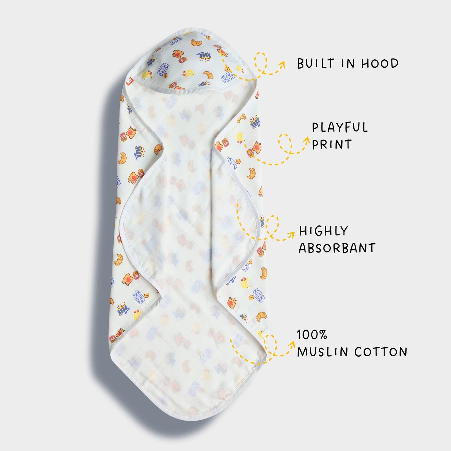 2 Pack Muslin Hooded Towel | Jungle Jingles, Breakfast
