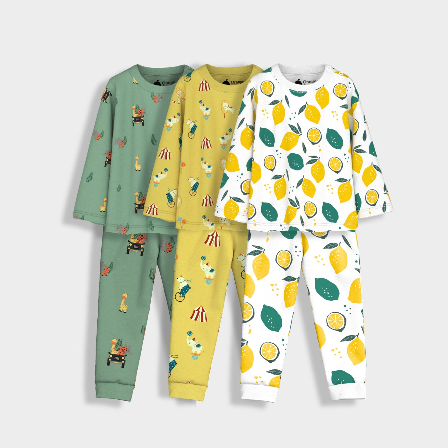 3 Pack Full Sleeves Unisex Co-ord Set | Lemon, Jungle, Circus
