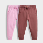2 Pcs Winter Fleece Joggers | Pink, Rosy Brown