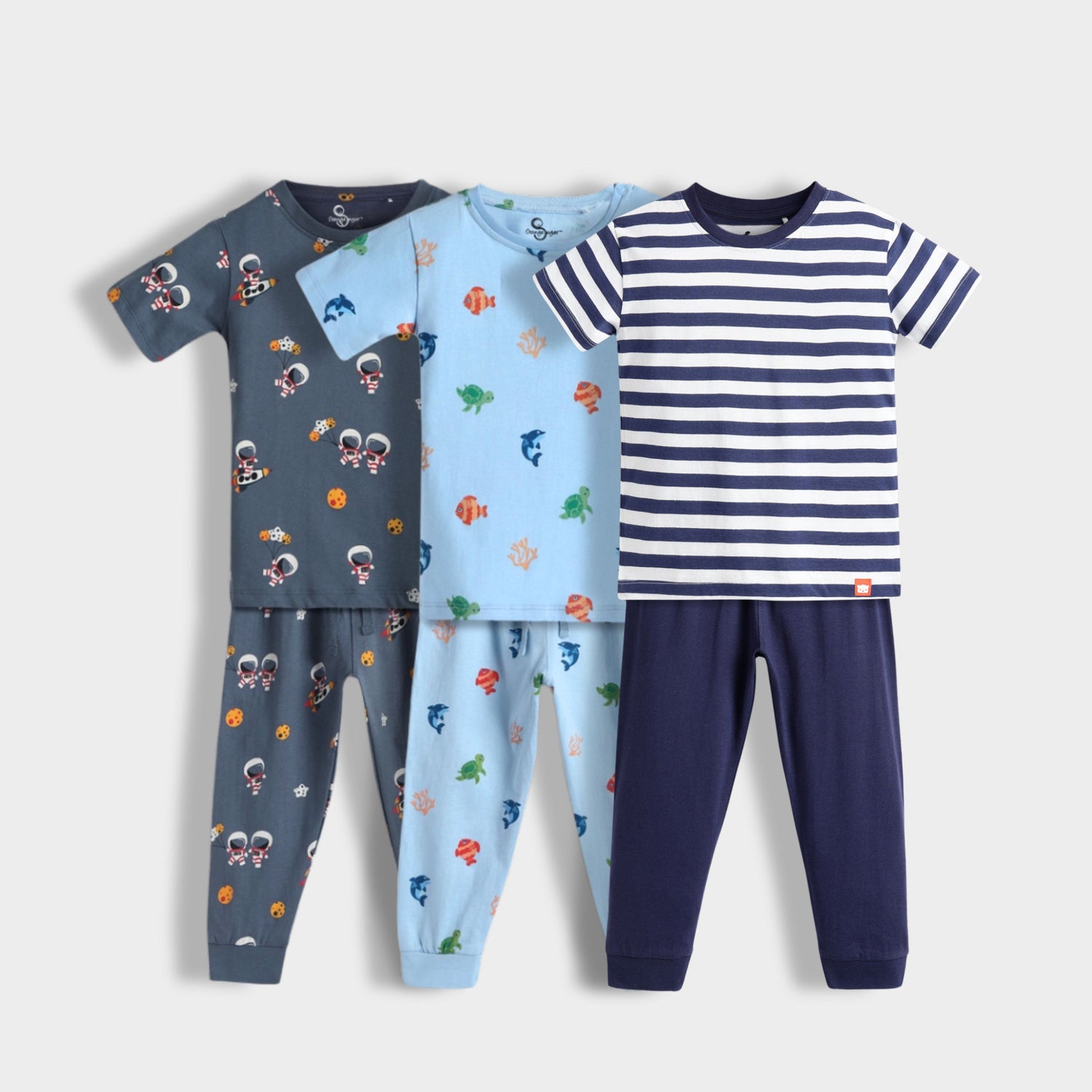 3 Pack Half Sleeves Unisex Co-ord Set | Space, Underwater, Blue Stripes
