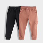 2 Pcs Interlock Joggers | Black, Honey Brown