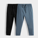 2 Pcs Cotton Joggers | Black, Air Force Blue