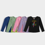 5 Pack Girls Full Sleeves Top | Diesel Blue, Forest Friend, Pink, Love To Dance, Chase The Sky